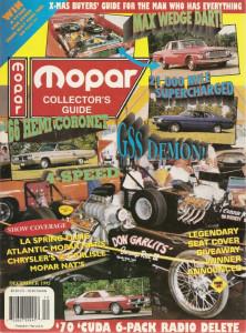 MOPAR COLLECTORS GUIDE 1995 DEC - MAX WEDGE 3 SPEED DART, BLOWN GSS